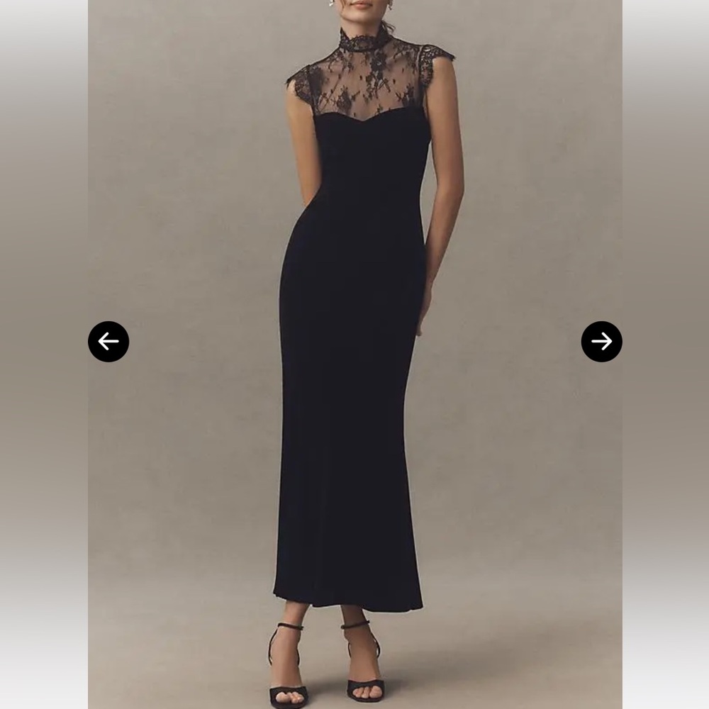 BHLDN Lace Velvet Maxi Dress (Medium)